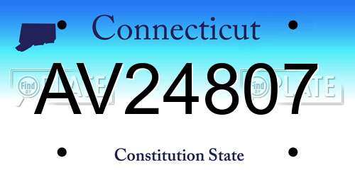 AV24807 Connecticut License Plate