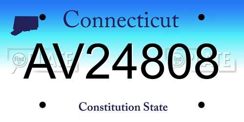 AV24808 Connecticut License Plate