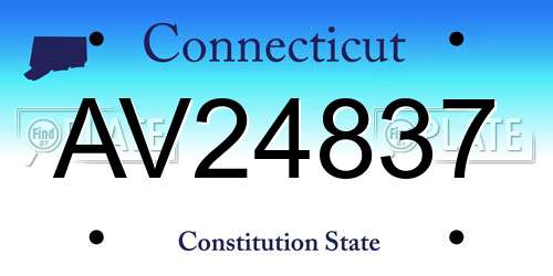 AV24837 Connecticut License Plate