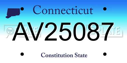 AV25087 Connecticut License Plate