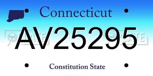 AV25295 Connecticut License Plate