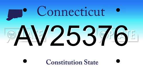 AV25376 Connecticut License Plate