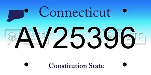 AV25396 Connecticut License Plate