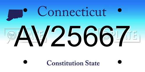 AV25667 Connecticut License Plate
