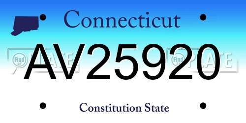 AV25920 Connecticut License Plate