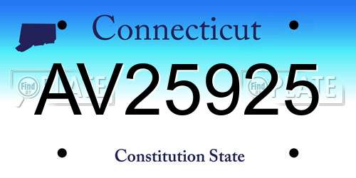 AV25925 Connecticut License Plate