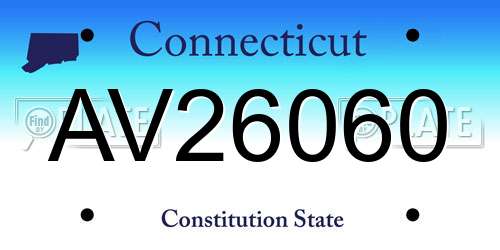 AV26060 Connecticut License Plate