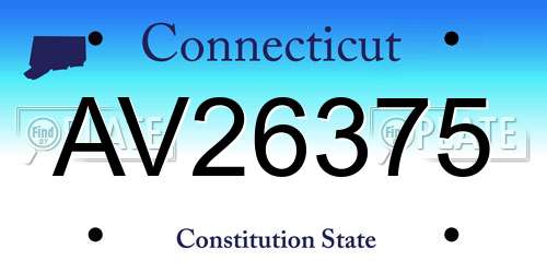 AV26375 Connecticut License Plate