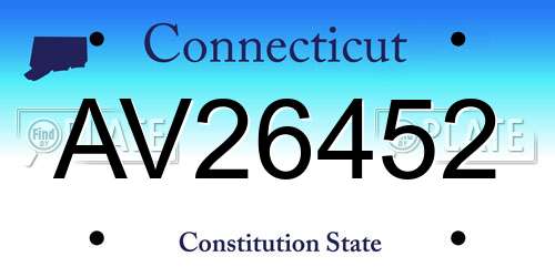 AV26452 Connecticut License Plate