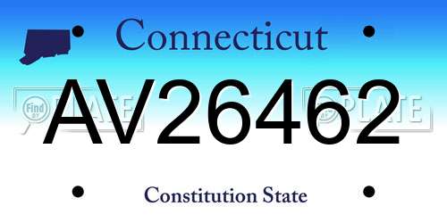 AV26462 Connecticut License Plate