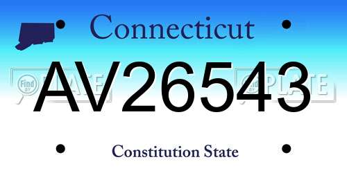 AV26543 Connecticut License Plate