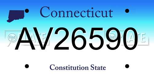 AV26590 Connecticut License Plate
