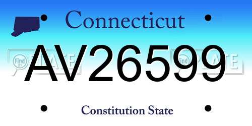 AV26599 Connecticut License Plate