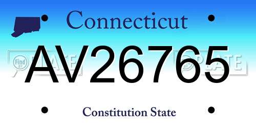 AV26765 Connecticut License Plate