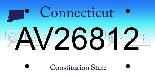 AV26812 Connecticut License Plate