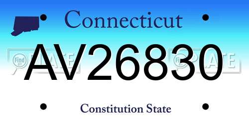AV26830 Connecticut License Plate