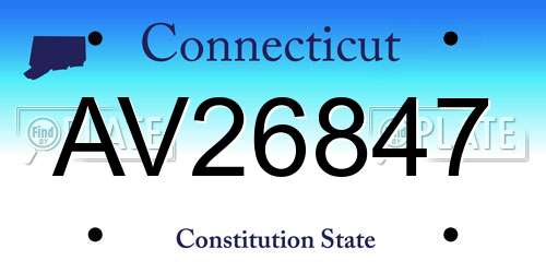 AV26847 Connecticut License Plate