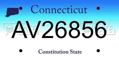 AV26856 Connecticut License Plate