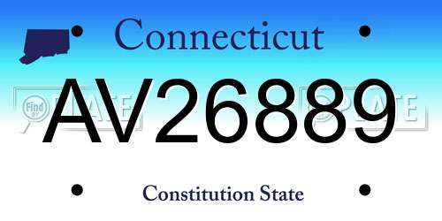 AV26889 Connecticut License Plate