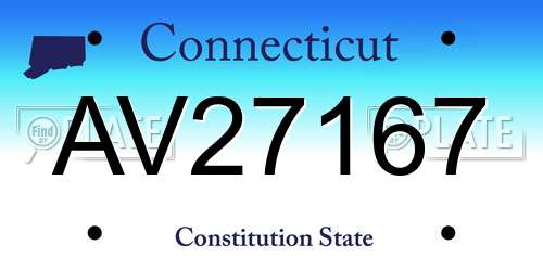 AV27167 Connecticut License Plate