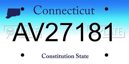 AV27181 Connecticut License Plate
