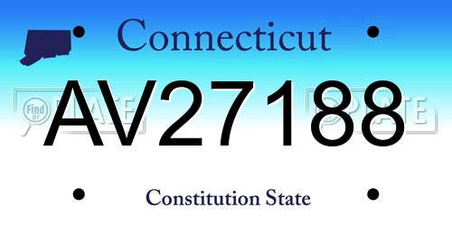AV27188 Connecticut License Plate