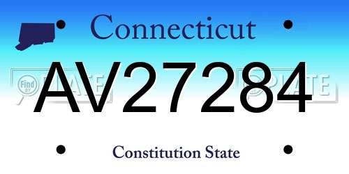 AV27284 Connecticut License Plate