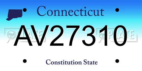 AV27310 Connecticut License Plate