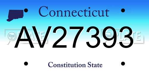 AV27393 Connecticut License Plate