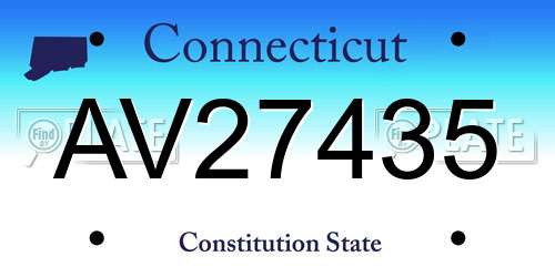 AV27435 Connecticut License Plate