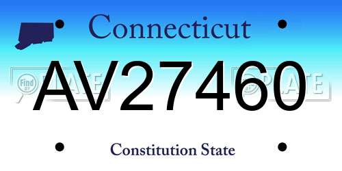 AV27460 Connecticut License Plate