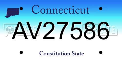 AV27586 Connecticut License Plate