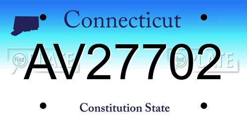AV27702 Connecticut License Plate