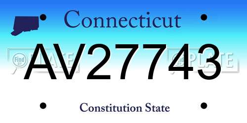 AV27743 Connecticut License Plate
