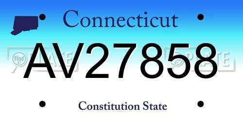 AV27858 Connecticut License Plate