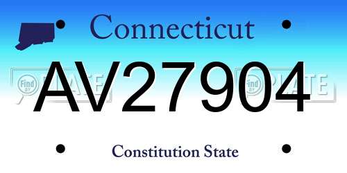 AV27904 Connecticut License Plate