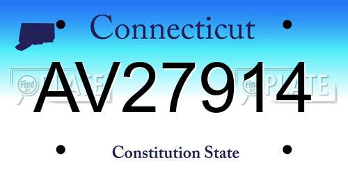 AV27914 Connecticut License Plate