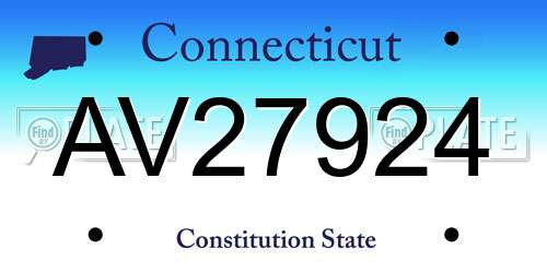 AV27924 Connecticut License Plate