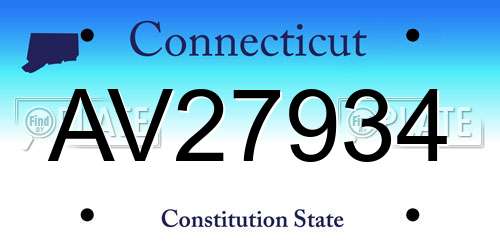 AV27934 Connecticut License Plate