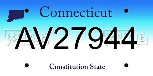 AV27944 Connecticut License Plate