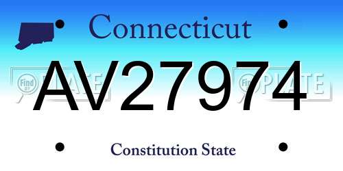 AV27974 Connecticut License Plate