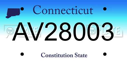 AV28003 Connecticut License Plate