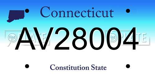 AV28004 Connecticut License Plate