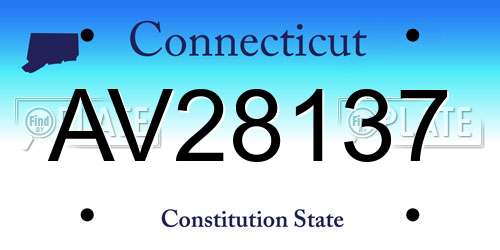 AV28137 Connecticut License Plate