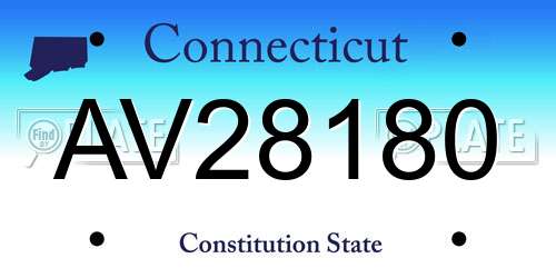 AV28180 Connecticut License Plate