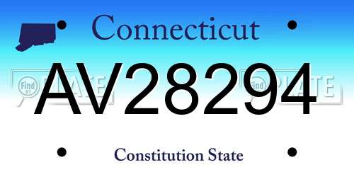 AV28294 Connecticut License Plate