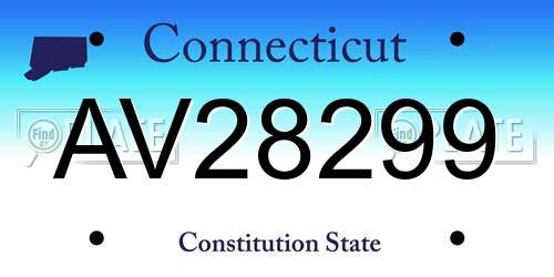 AV28299 Connecticut License Plate