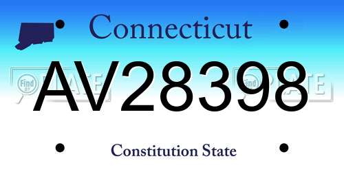 AV28398 Connecticut License Plate