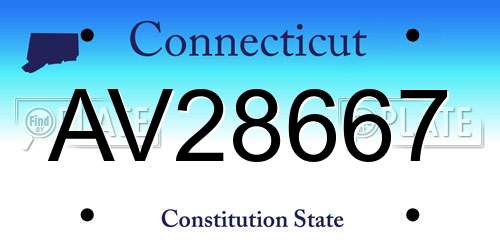 AV28667 Connecticut License Plate