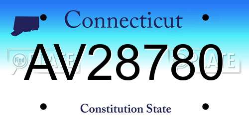 AV28780 Connecticut License Plate